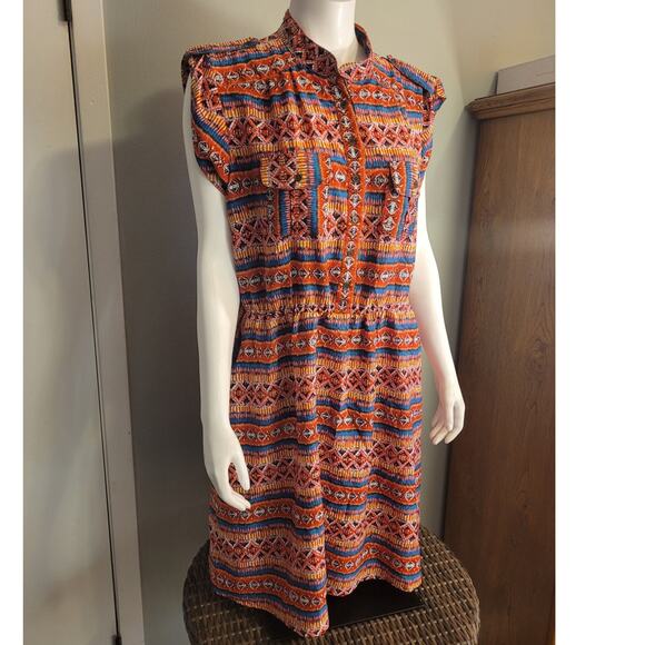 Speed Control Rainbow Tribal Print Mini Dress 2X Babydoll Boho Indie Fit Flare - Picture 7 of 10